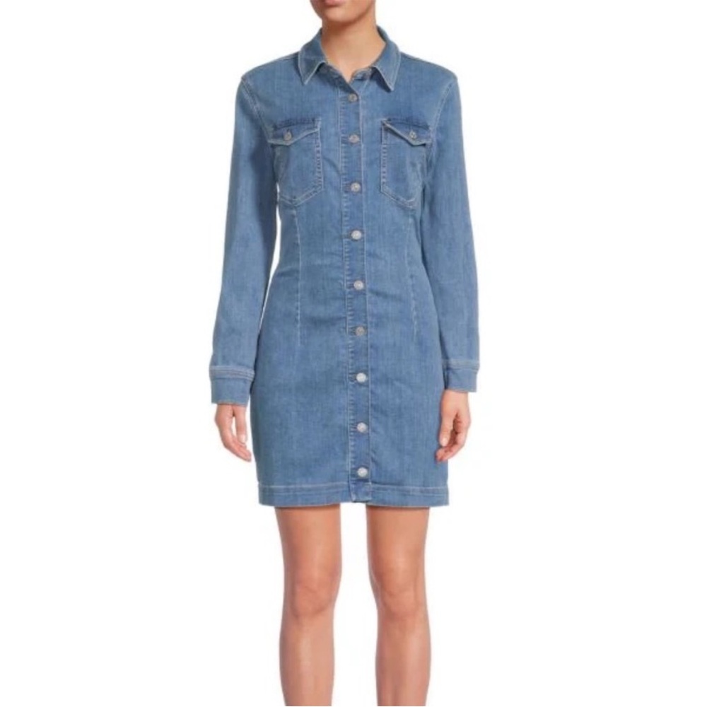 7 For All Mankind Blue Denim Mini Dress